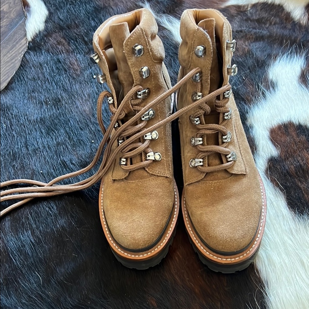 Marc Fisher Tan Combat Boots with Suede Finish
